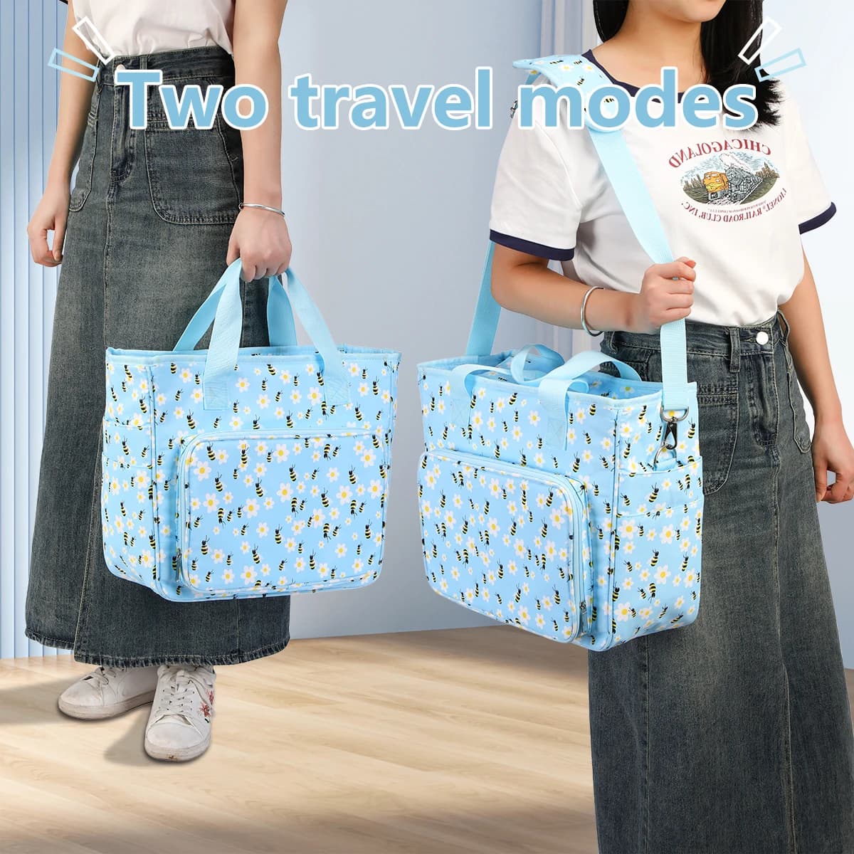 KOKNIT Borsa tote per maglieria Borsa portaoggetti per filati Uncinetti e accessori per cucire Borsa portaoggetti Kit borsa tote fai da te per strumenti da cucire