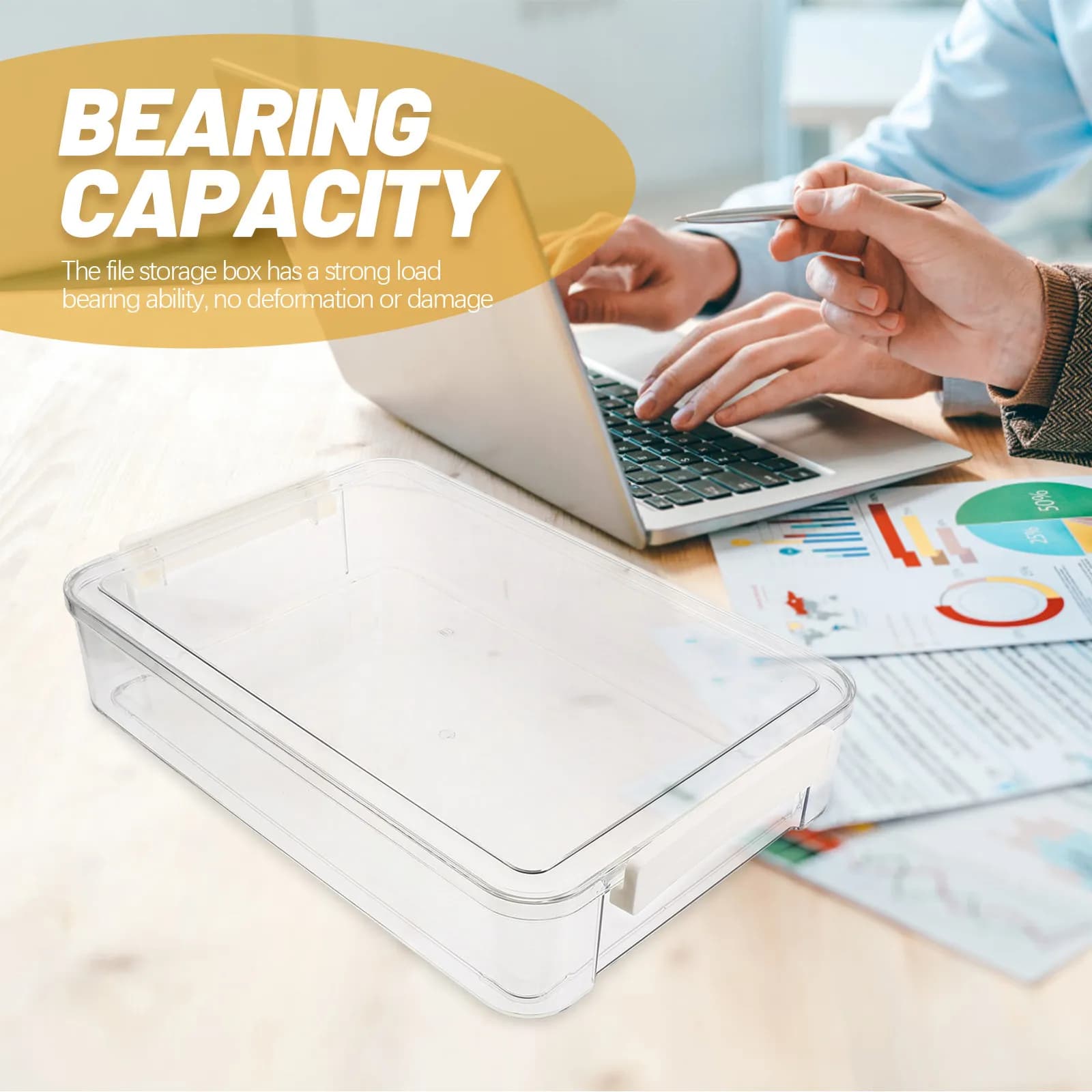 Transparent Paper Box A4, Plastic Impilable Organizer, Office Storage Container, Photo Door and Certificates