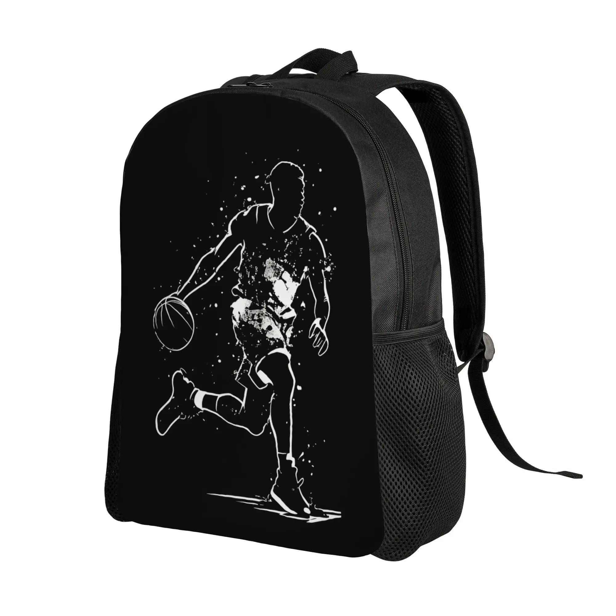 Basketball 1Pc Floral Design Large Capacity Backpack Nylon Adjustable Straps for Men Women Travel School Daily Use 2D Flat Men's Backpack