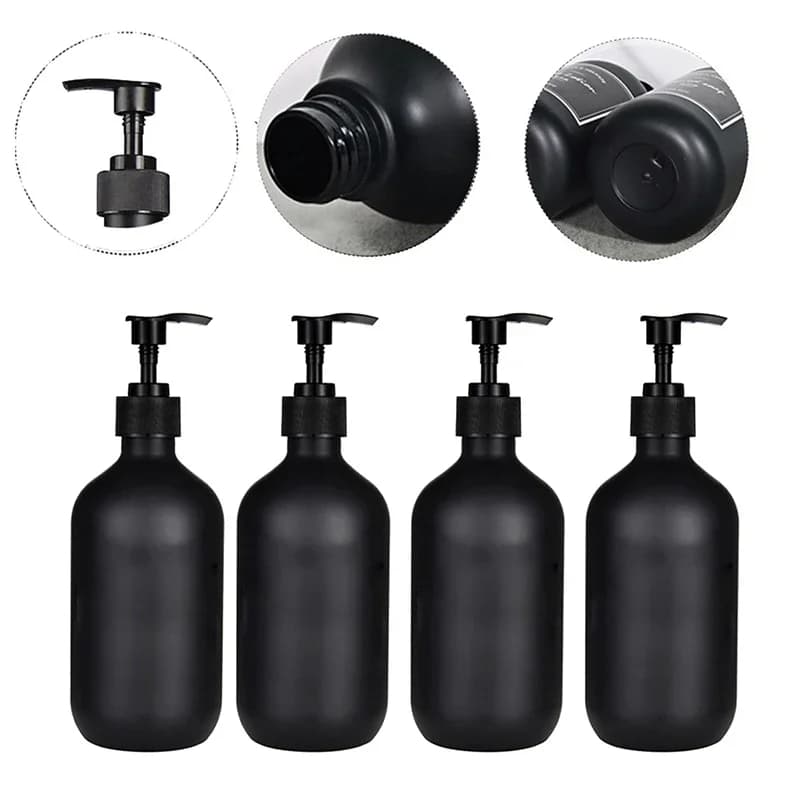 Dispenser di Sapone Nero Opaco, Flacone con Pompa Ricaricabile per Lozione, Shampoo, Balsamo, Accessori per Bagno e Doccia 300/500ml