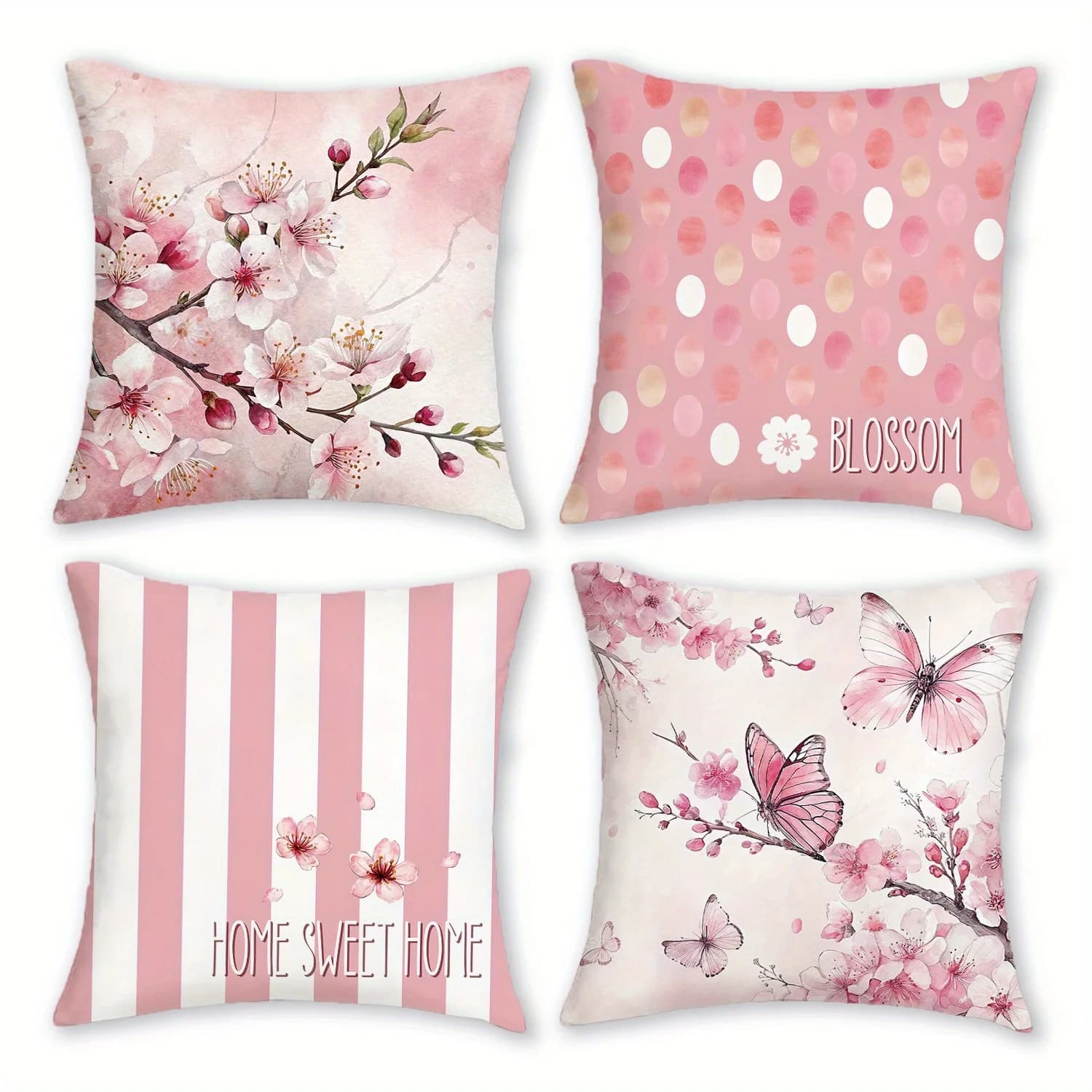 1/4 pieces of pillow printed with pink flowers and butterflies for home cozy lining for sofa decoration of the house bedroom