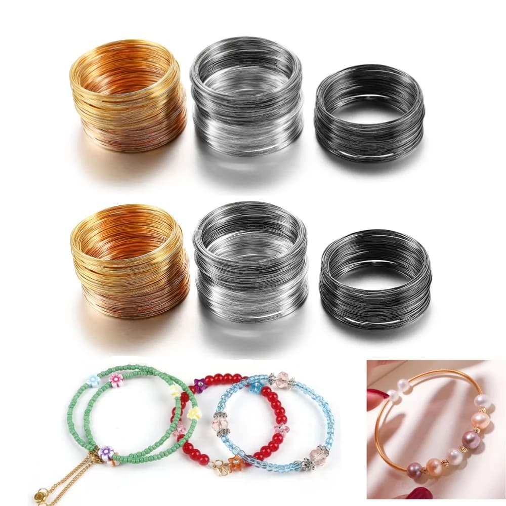 100 anelli/lotto 0.6mm argento oro bronzo memoria perline filo di acciaio per gioielli fai da te risultati accessori forniture bracciali