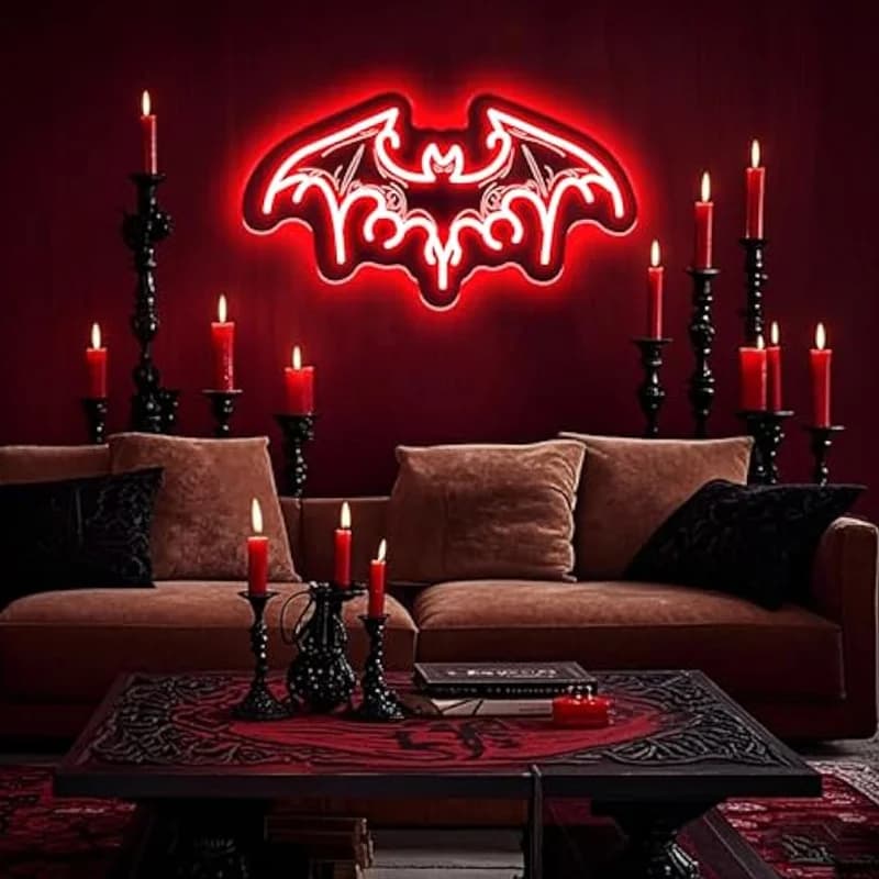 Insegna al neon pipistrello Luci a LED gotiche vittoriane Decor Spettrale Accento della stanza di Halloween Regalo unico per la decorazione della casa gotica per gli amanti gotici
