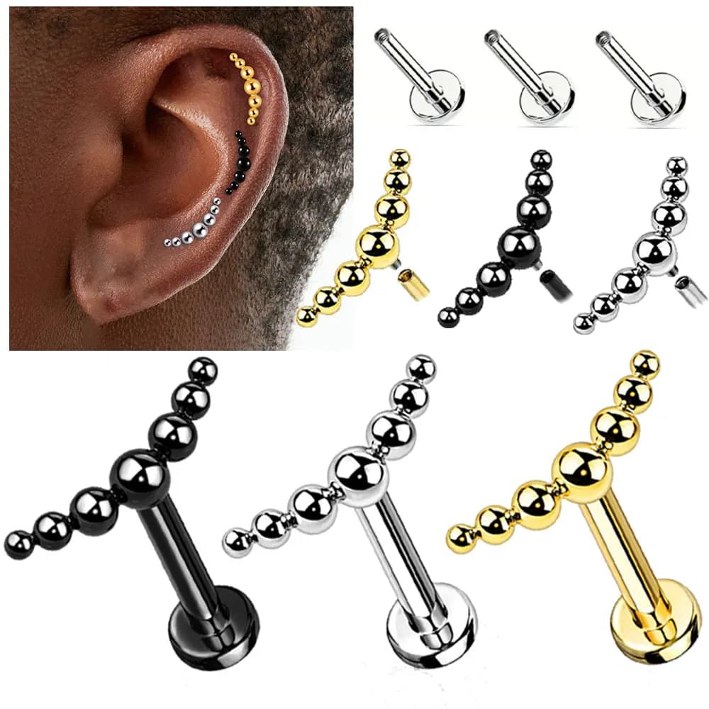 1PC Acciaio Chirurgico Filettatura Interna Labret Piercing Anello Del Labbro Cartilagine Orecchino Della Vite Prigioniera Lobo Dell'orecchio Conch Helix Trago Gioielli Dell'orecchio