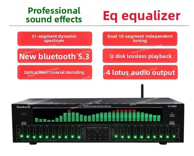 Equalizzatore EQ professionale 220V Bluetooth 5.4 fibra coassiale decodifica audio digitale chiavetta USB pre-lettore febbre