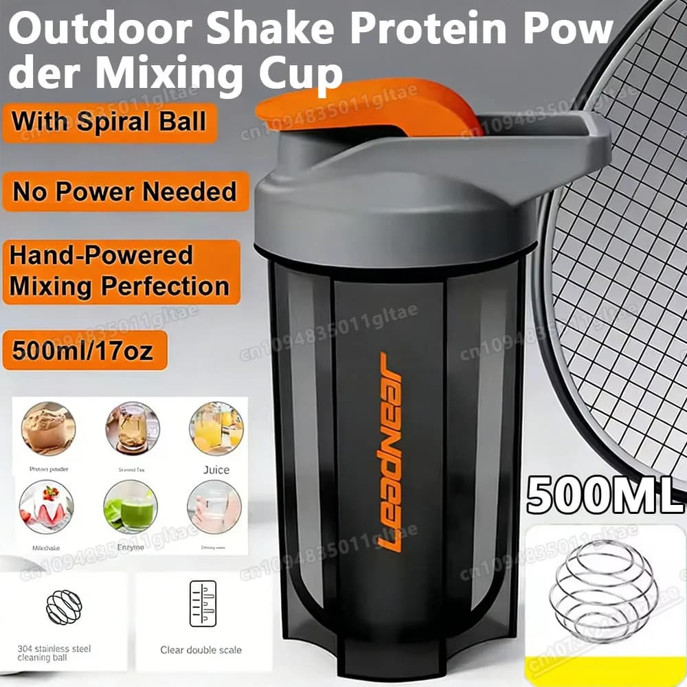 Portable Sports Bottle for Protein in Powder with Spiral R30Max Mixer