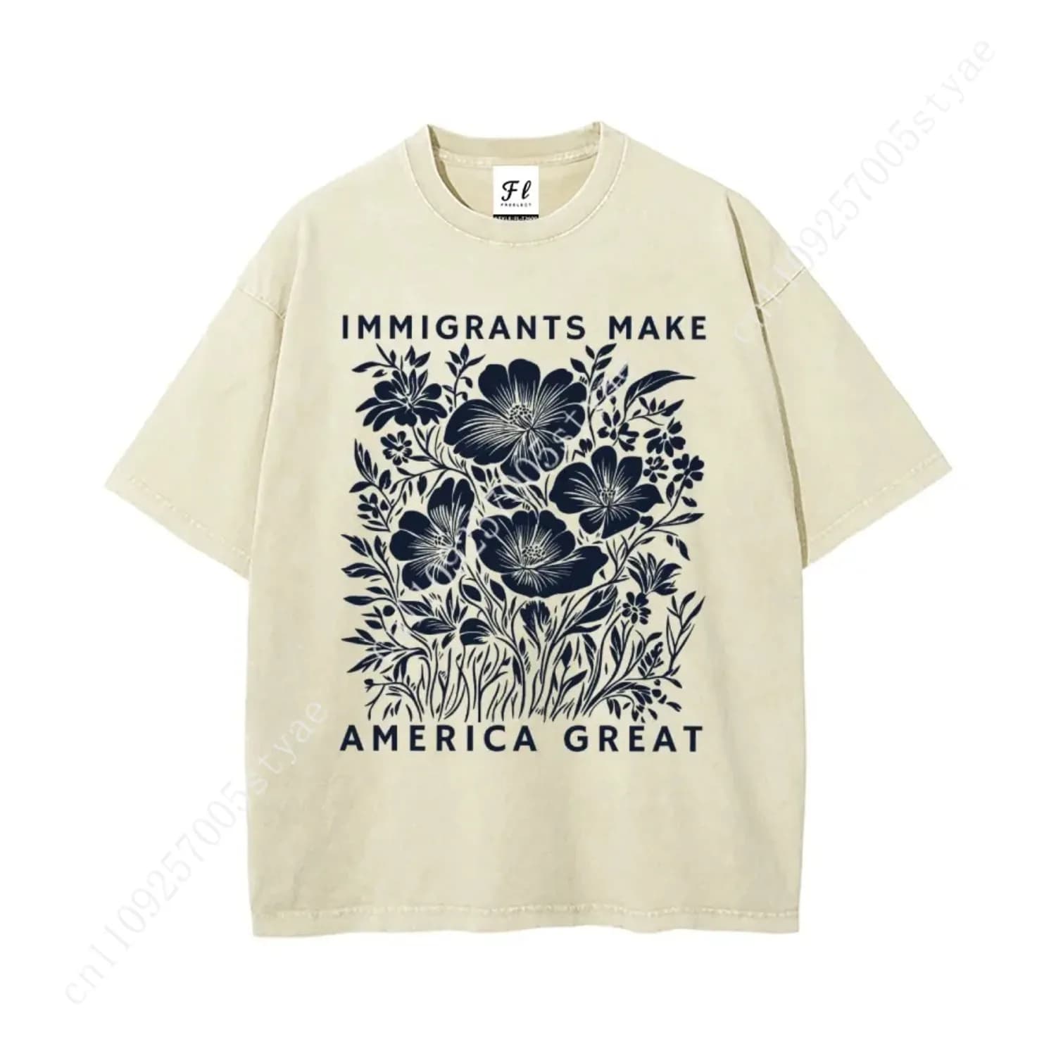 Immigrants Make America Great Oversize Unisex Anti-ICE Washed T-Shirt for Women and Men's Unisex Fit Batik Cotton Oversize Stree