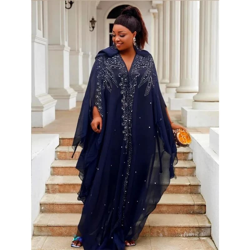 Abaya Morocco Kaftan Dubai Hooded Maxi Dress Bat Sleeve Farasha Kaftan Muslim Women African Open Kimono Boubou Evening Dresses
