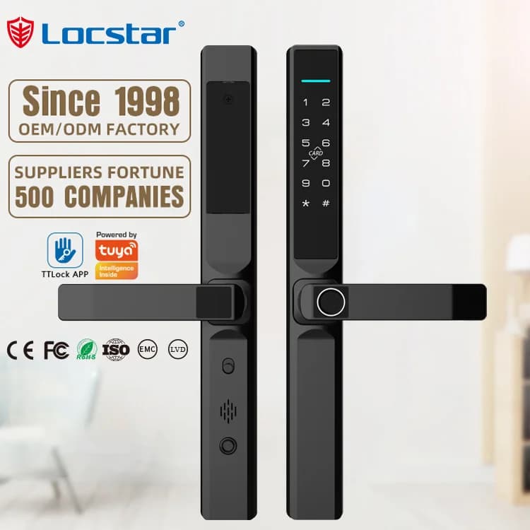 Locstar Serratura intelligente per porta in alluminio standard europeo App TTlock abilitata con impronta digitale Cerradura Tastiera digitale Serratura sottile