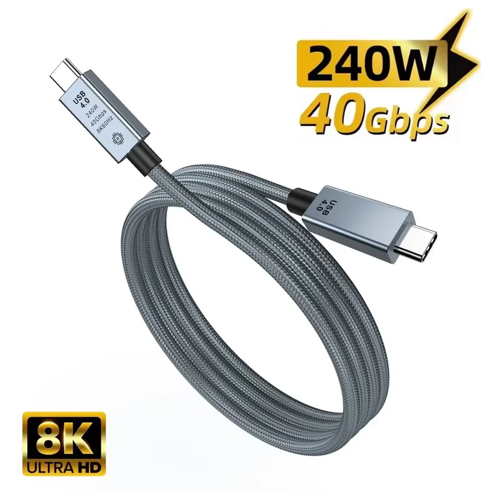 Cavo USB4 40Gbps 240W 8K per Thunderbolt 4 Tipo C Ricarica Rapida Thunderbolt3 USB 4.0 Cavo di Trasferimento Dati USB C a C per Laptop