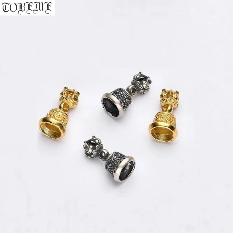Handcrafted 100% 925 Silver Tibetan Bell Bead Amulet Buddhist Vajra Charm