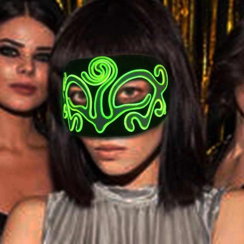 Bomboniere natalizie Maschere mezze facciali a LED luminose Maschere EVA con luce lampeggiante per ragazze Maschera da notte da discoteca per bar di Halloween da donna