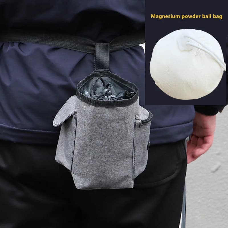 1 pz Sacchetto Porta Magnesite per Arrampicata su Roccia, Ghiaccio e Ginnastica, con Cintura Antiscivolo e Marsupio Portaoggetti