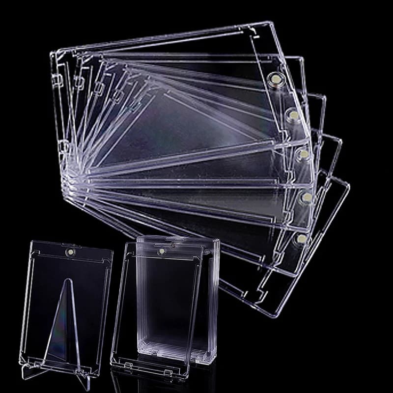 Magnetic Card Holder for Collectable Cards Protective Hard Case Transparent Acrylic Protective Case for Playground Sports Cards