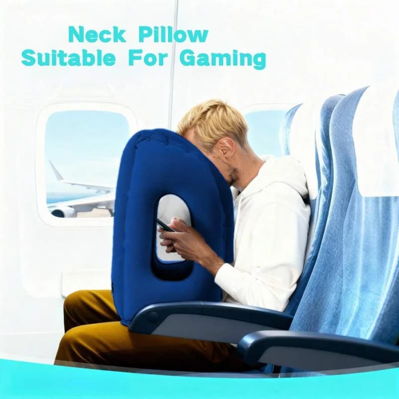 Neck cushion suitable for gaming, inflatable for airplane, essential for travel, suitable for long distance flights