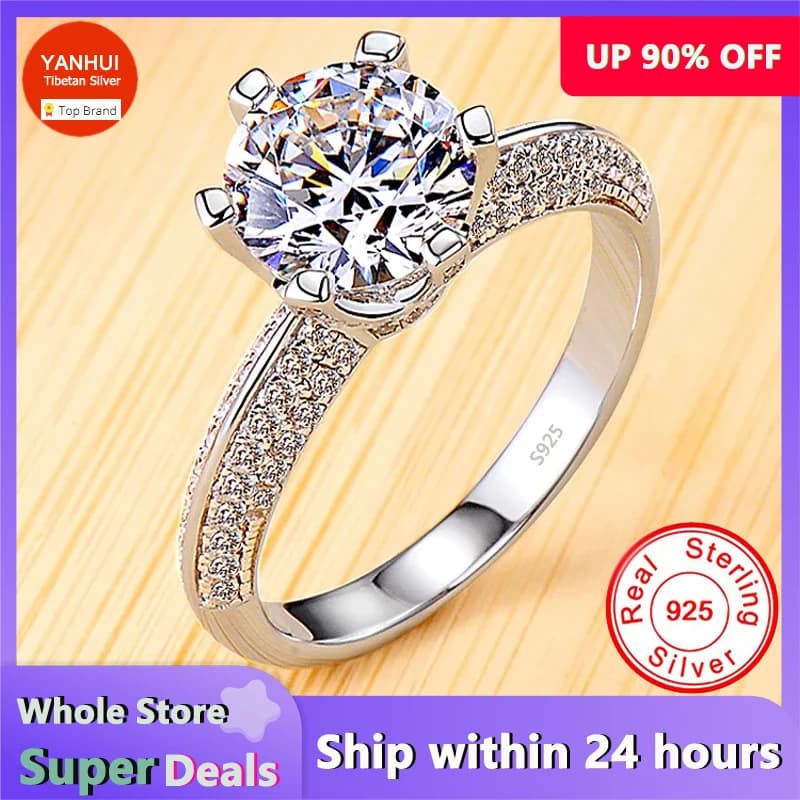 Fedi nuziali di fidanzamento di lusso da 2 carati per le donne, anello in argento Sterling 925 certificato regalo gioielli accessori moda sposa