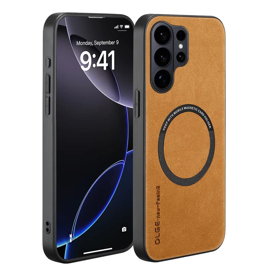 Custodia per telefono Magsafe per Samsung Galaxy S26 S25 S24 S23 S22 S21 S20 Plus Ultra, cover posteriore in pelle con ricarica wireless magnetica