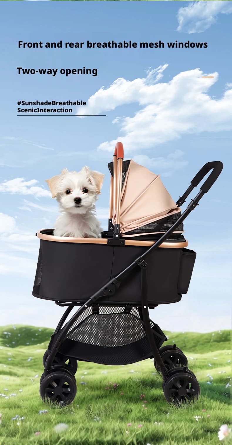2 in 1 Detachable Pet Stroller, Lightweight 5.6kg Foldable Dog Cat Stroller with 360° Rotating Wheels, Portable Travel Pet Carrier for Small Medium Dogs Cats Outdoor Walking, 3 Colors
