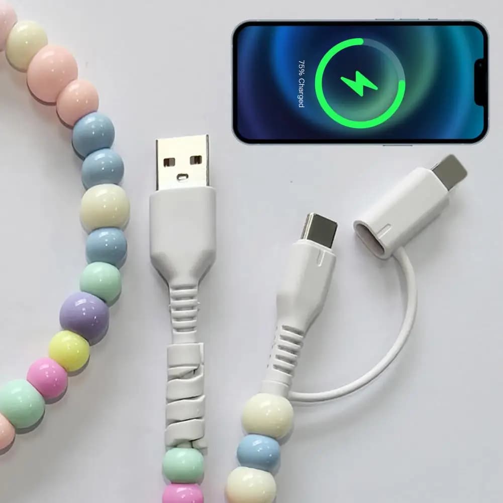 Cavo di ricarica PD3.0 da 100 cm 60 W per iPhone Perline di sincronizzazione rapida dei dati Cavo telefonico Cavo di ricarica USB a 8 pin da 480 Mbps con tutti i telefoni