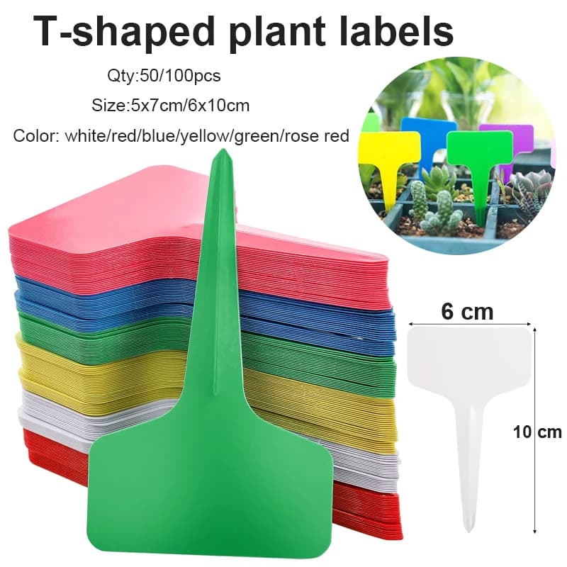 Etichette per Piante da Giardino 50/100 Pezzi, Accessori per Vasi, Etichette in Plastica per Piante, Etichette per Vivaio, Etichette per Semenzai, Strumento Fai-da-Te