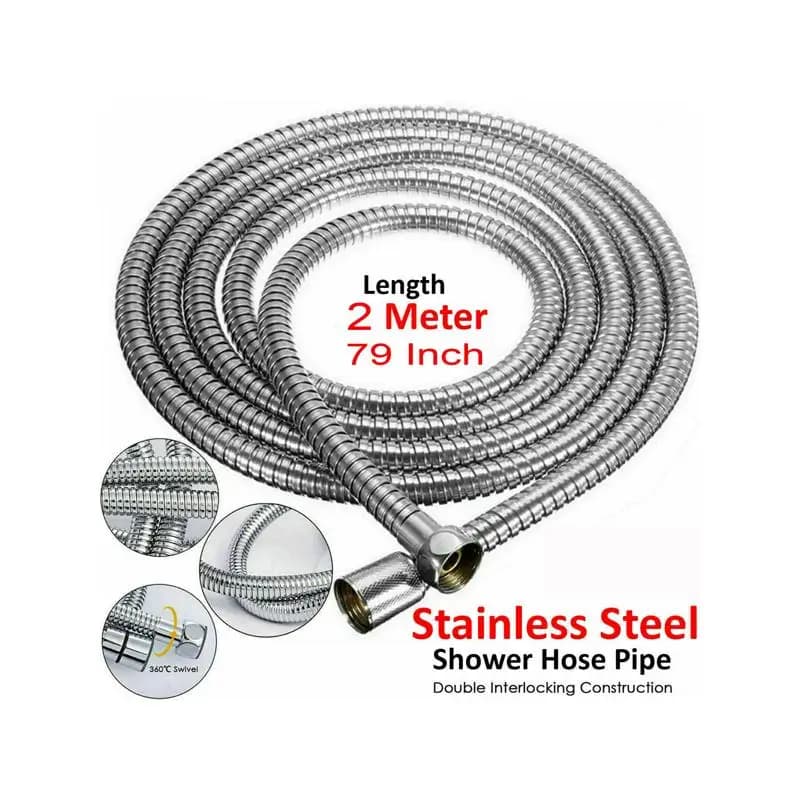 2 m shower hose for portable shower head - Durable hydraulic hose for bathroom use