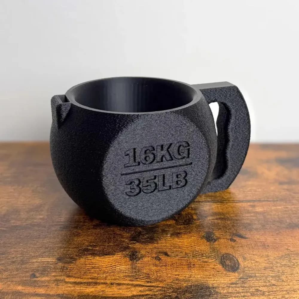 Supporto per gelato a forma di kettlebell stampato in 3D, isolante termico, protezione per le mani dal freddo, supporto per coppa di gelato per sollevamento pesi