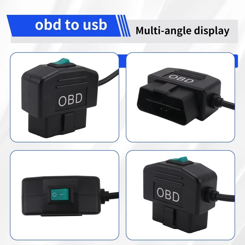 Kit di cablaggio OBD per dashcam, set di cablaggio USB Type C con cavo di alimentazione OBD per dashcam da 12-24V a 5V/3A