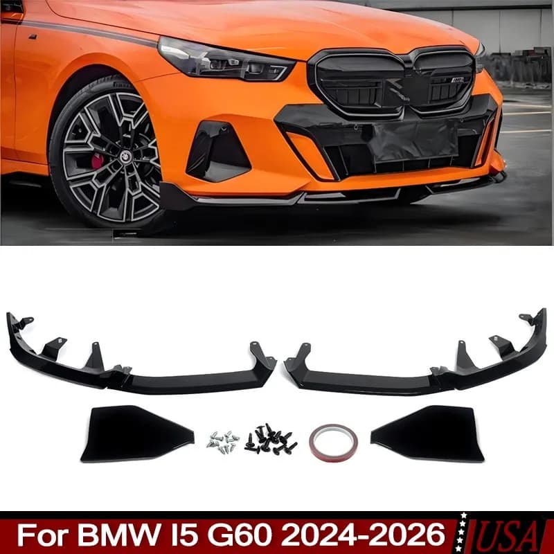 Per BMW Serie 5 G60 530i 540i i5 2024-2025 M Sport Upgrade Diffusore Anteriore Inferiore Spoiler Splitter Nero Lucido Kit Carrozzeria ABS
