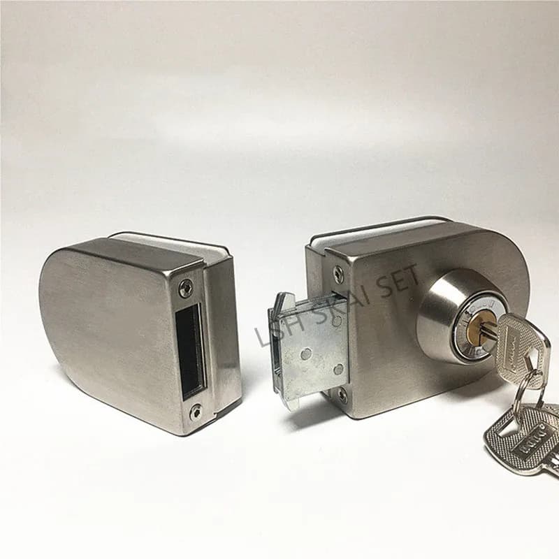 Serratura per Porta in Vetro Senza Foratura, Serrature in Acciaio Inox Rinforzato per Porte in Vetro, Chiusura di Sicurezza a Gancio per Uffici e Negozi, Accessori per Porte