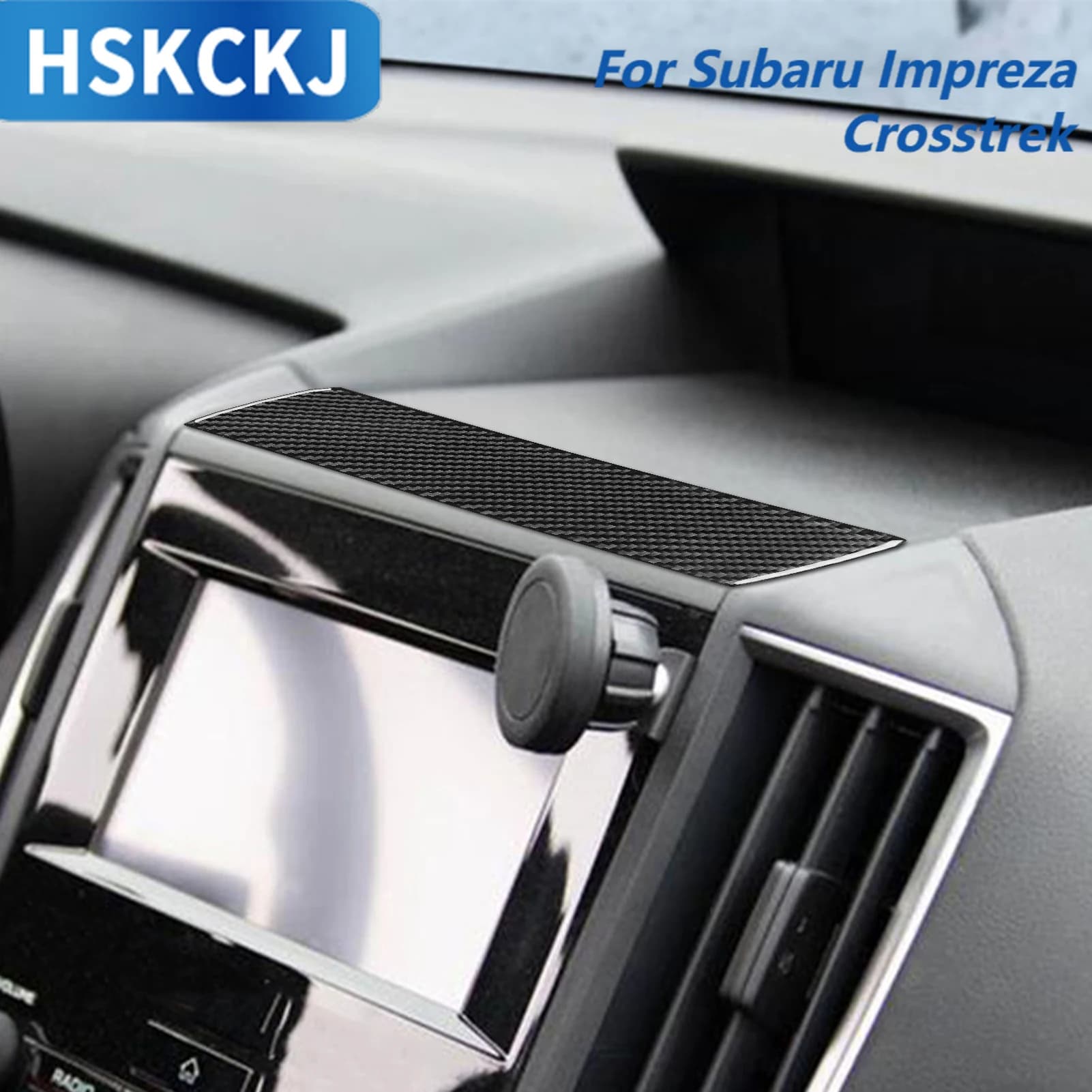 For Subaru Impreza 2017—2022 Crosstrek 2018—2022 Auto Accessories Multimedia Carbon Fiber Multimedia Fiber Cover Interior Trim Adhesive