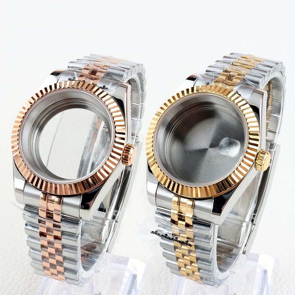 Cassa per orologio in oro rosa/oro 36mm/39mm Cinturino da 20mm Bracciale in acciaio inossidabile con cinturino Jubilee per movimento Datejust NH35 NH36 Quadrante da 28,5 mm