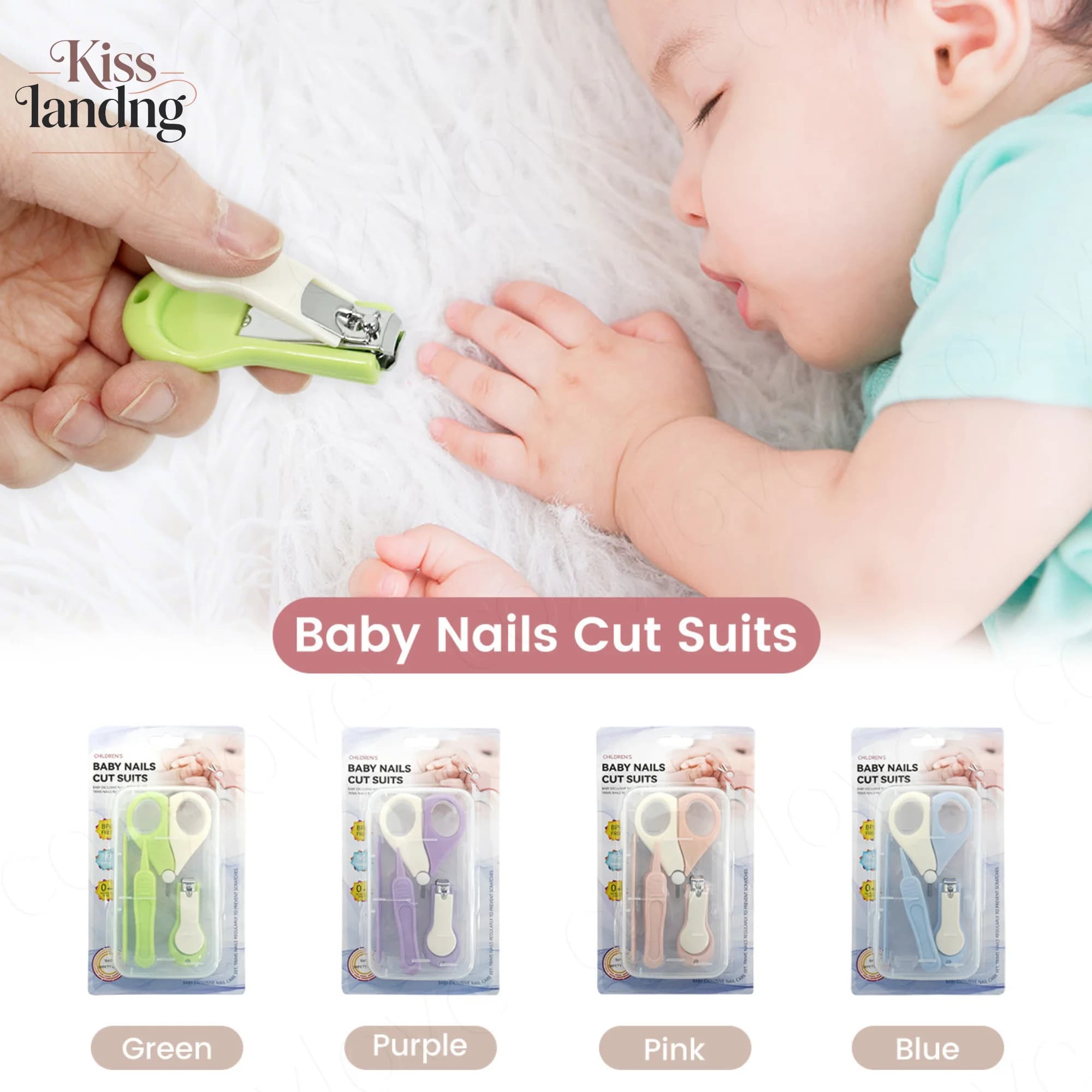 Baby Nails Cut Suits | 3-in-1 Safe Infant Nail Clipper Set with Scissors & File, 4 Color Options