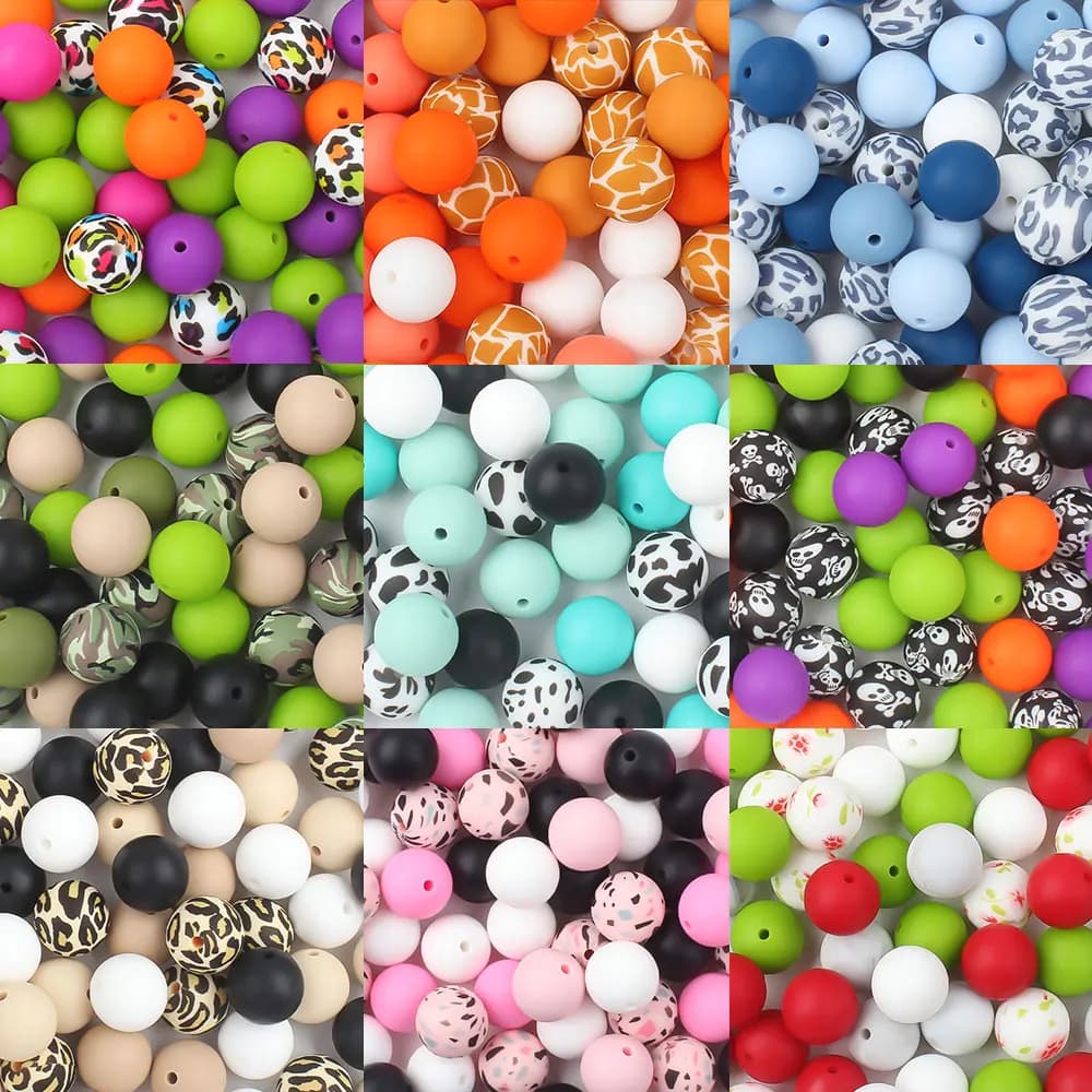 10/20/30 pezzi 12mm 15mm perline rotonde in silicone set di perle fai da te per collana a catena che fa penna in rilievo gioielli in silicone artigianato arredamento