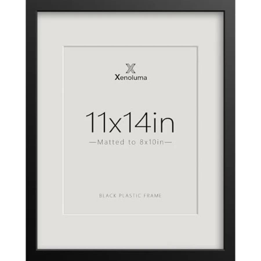 Black Picture Frame with Mat - Shatter Resistant HD Plexiglass, Wall Mount, Vertical Horizontal Display, Gallery Poster Photo F