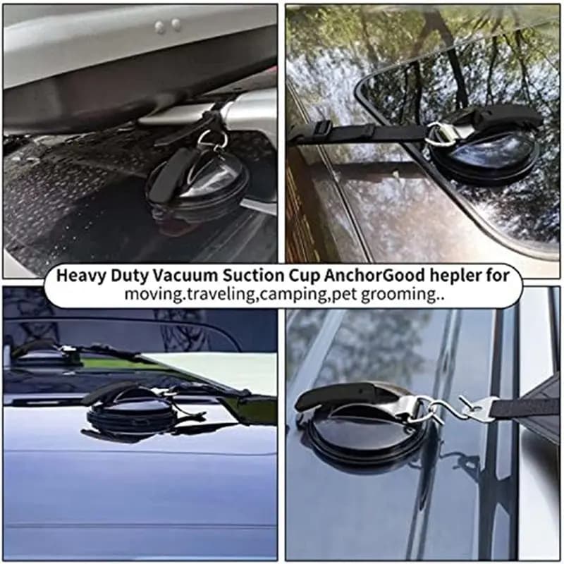 (LBER) 4 Pezzi Ventose Robuste con Ganci per Fissaggio Tende da Sole Auto, Applicazione su Vetro/Piastrelle