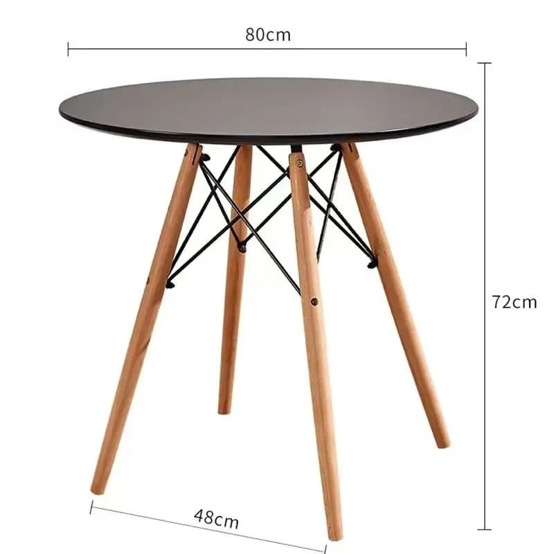 Tavolo da pranzo moderno per il tempo libero piccolo in legno massello 4 gambe nero/bianco Scegli diametro 60/80 cm