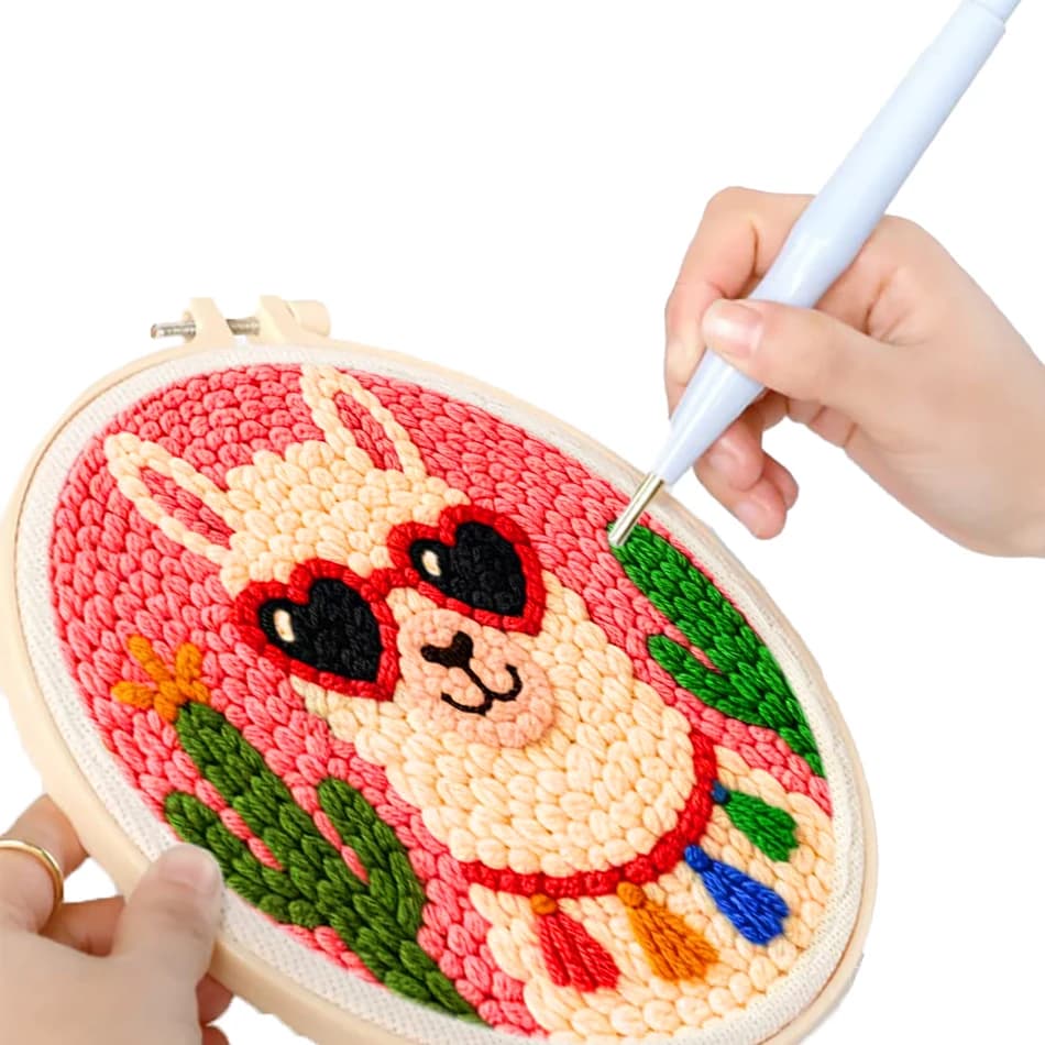 GATYZTORY punch needle embroidery For Beginner Tufting animals Cross stitch set Diy embroidery hoop 20x20cm Stitch Home Decor