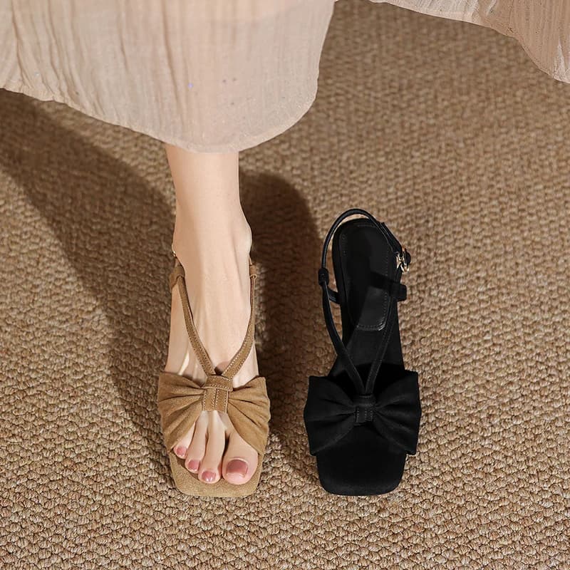 2026 summer women sandals natural leather plus size 22-26cm kid suede+cowhide+pigskin open toe back-buckle high heel women shoes