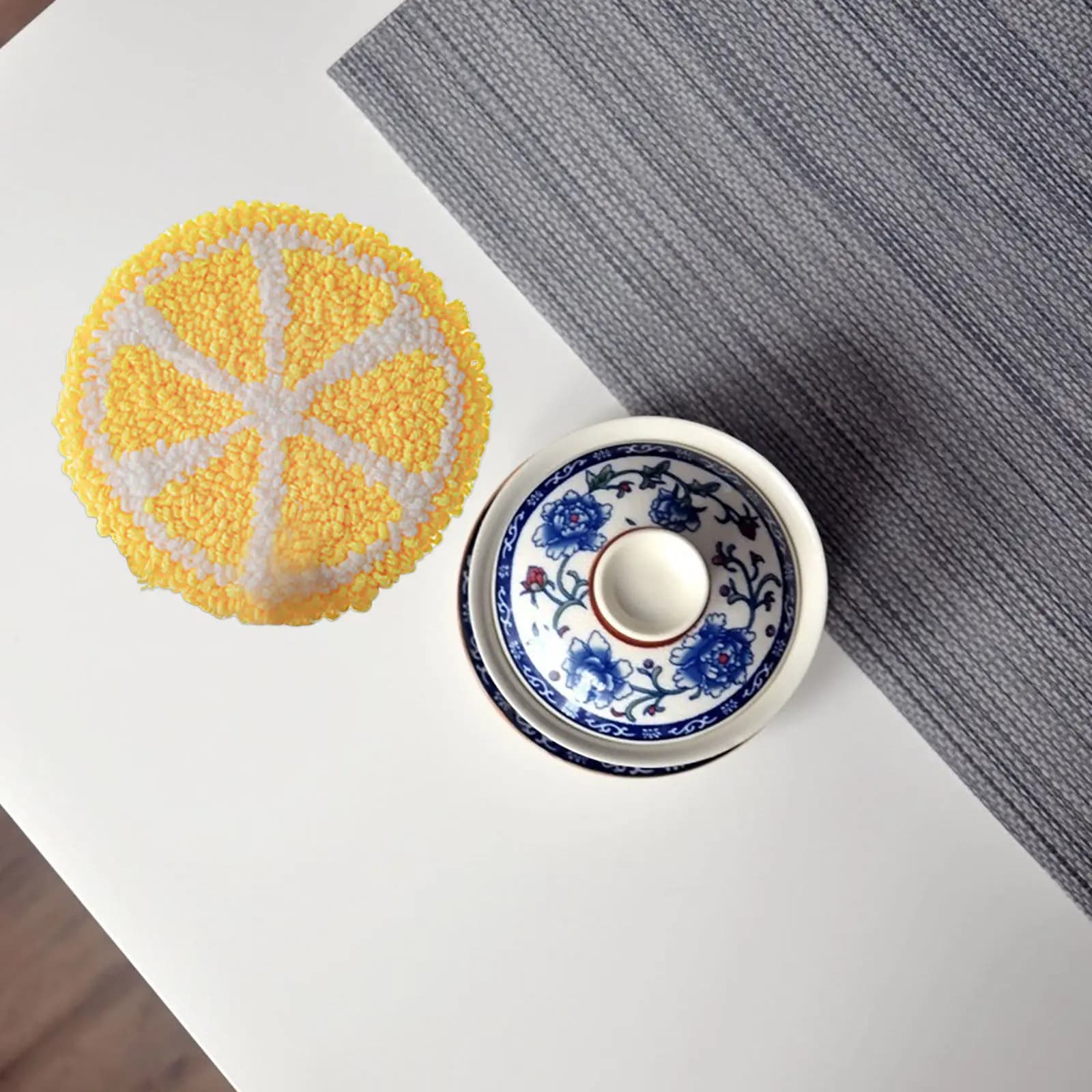 1Set Punch Needle Coaster DIY Material Kit for Beginners Fine Workmanship Embroidery Craft Non-Finished Project Wooden Frame Cup