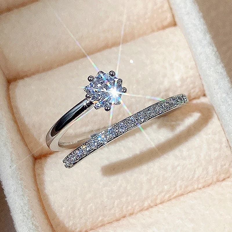 Huitan Delicati Anelli Apribili Color Argento per Donne, con Cristalli Scintillanti e Zirconia Cubica, Gioielli da Indossare Ogni Giorno