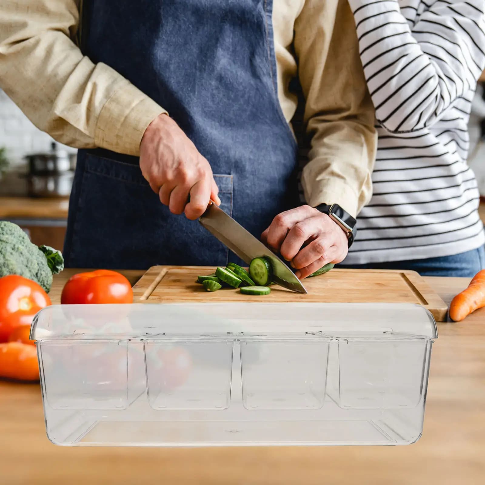 Set Contenitore Multifunzionale Refrigerato per Insalata con Scomparti Separati per Feste all'Aperto, Picnic, Barbecue, Alimenti Refrigerati