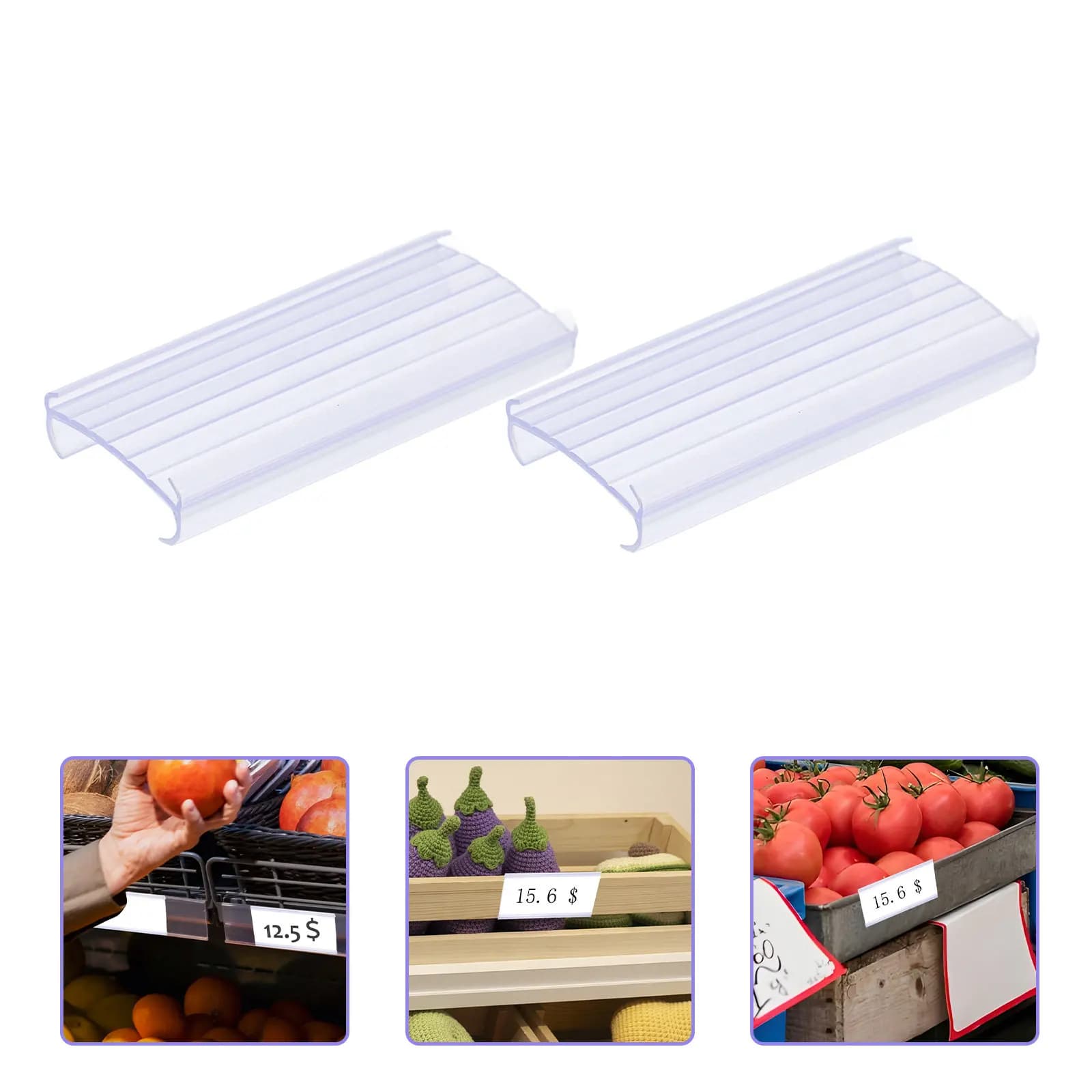 30 Pezzi Portaetichette in Plastica Trasparente, Etichette per Cestini, Etichette Rimovibili per Scaffali in Rete, Ricambio per Etichette per Organizzazione e Stoccaggio