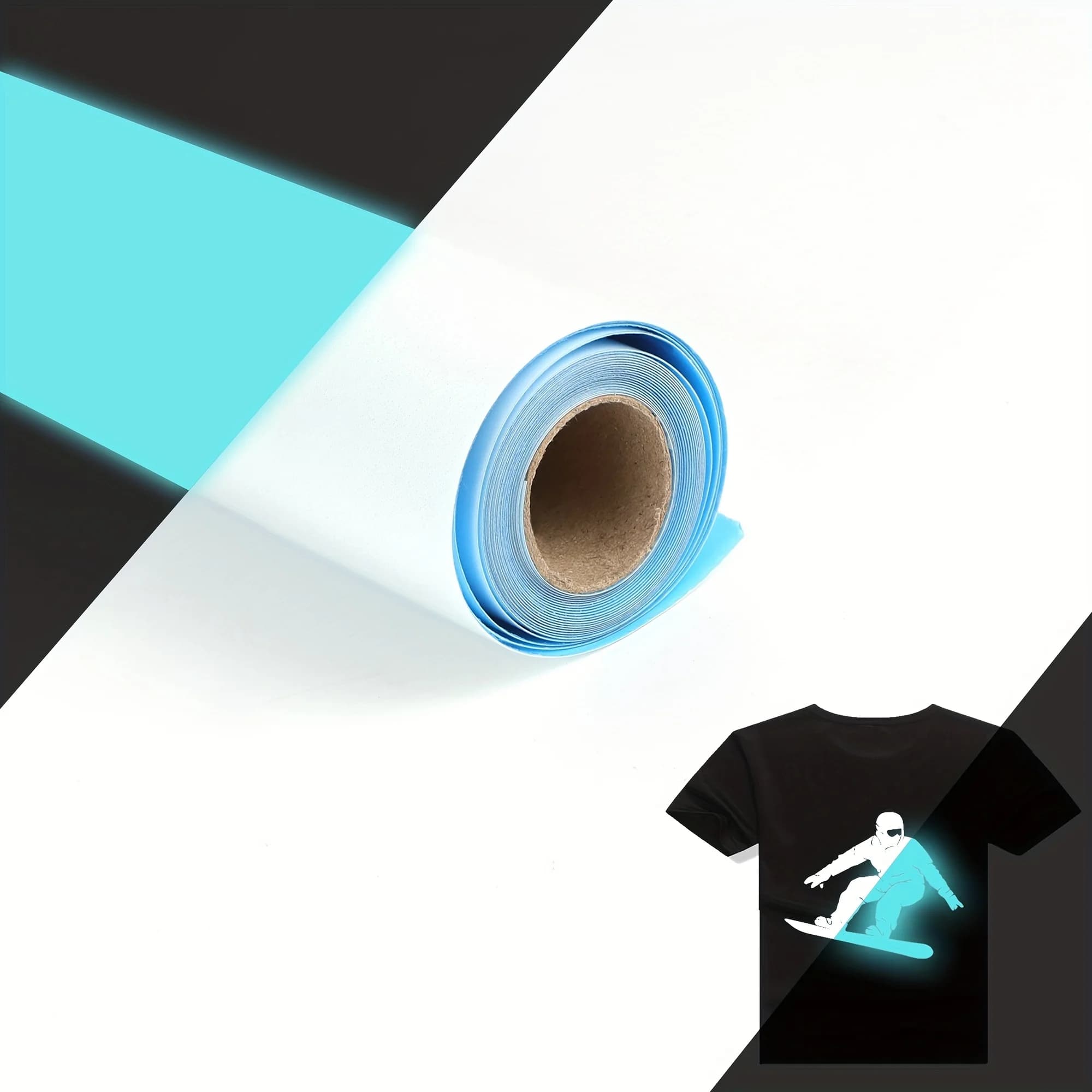 12" x 7ft Glow in The Dark HTV, guangyintong Heat Transfer Vinyl for T Shirt,PU Elastic Vinyl, Iron On Vinyl