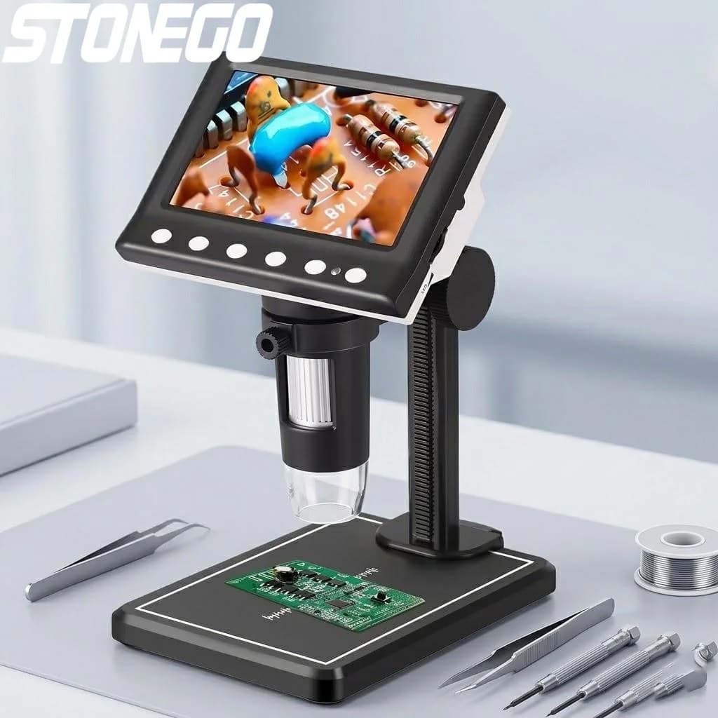 Microscopio Didattico ad Alta Precisione con Ingrandimento 1000X, 8 Luci LED, Memoria 32GB, Strumento Educativo per Aula e Laboratorio