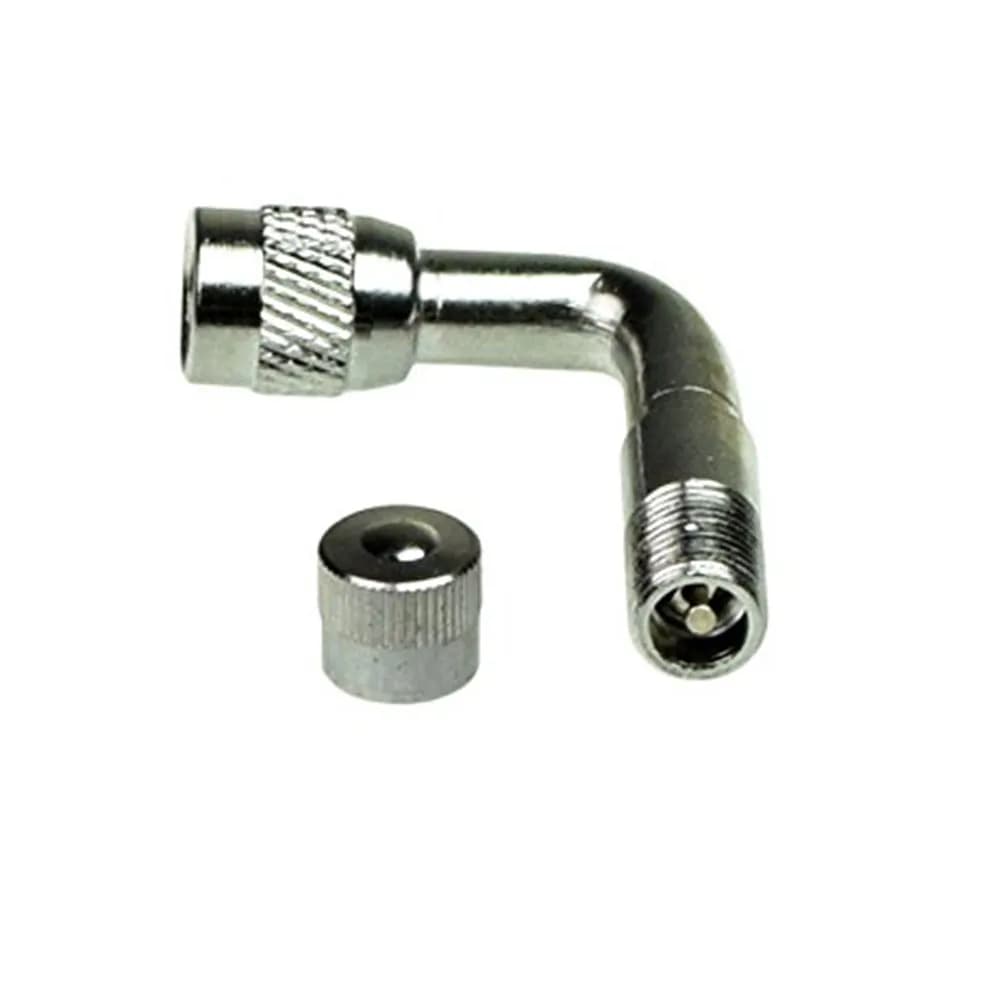 2Pcs Bike Motorcycle Car Valve Extension Adapter Universal Fit Air Pump Tool with Metal Cap Sealing Built-in Core Easy