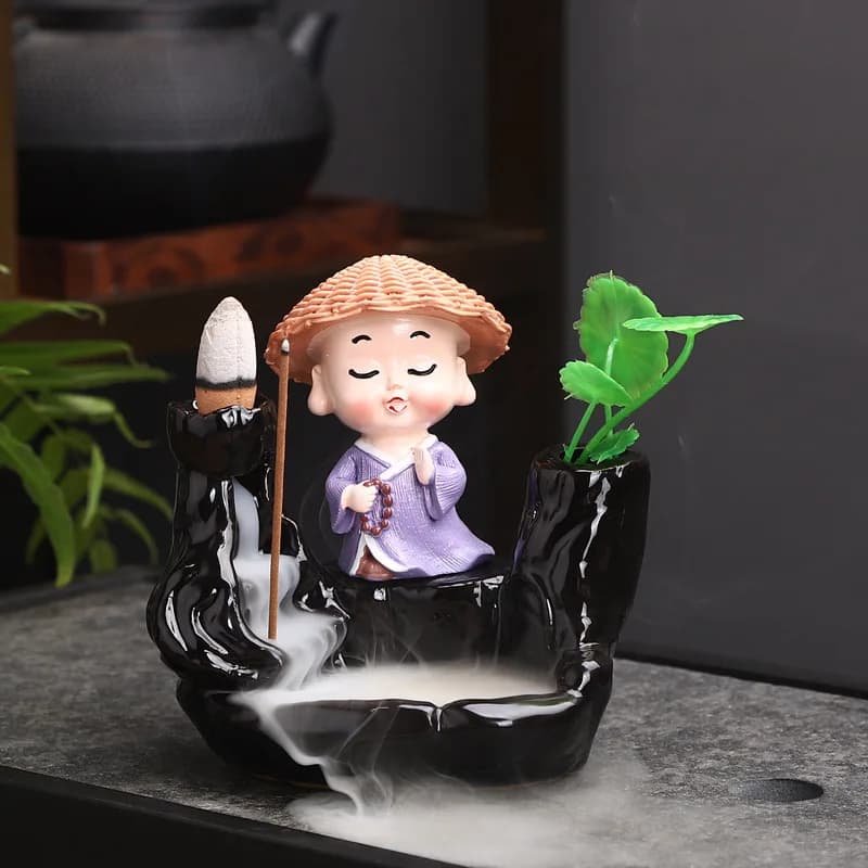 Backflow Burner Ceramic New Model Ornament Incense Little Monk Mountain and Flowing Water