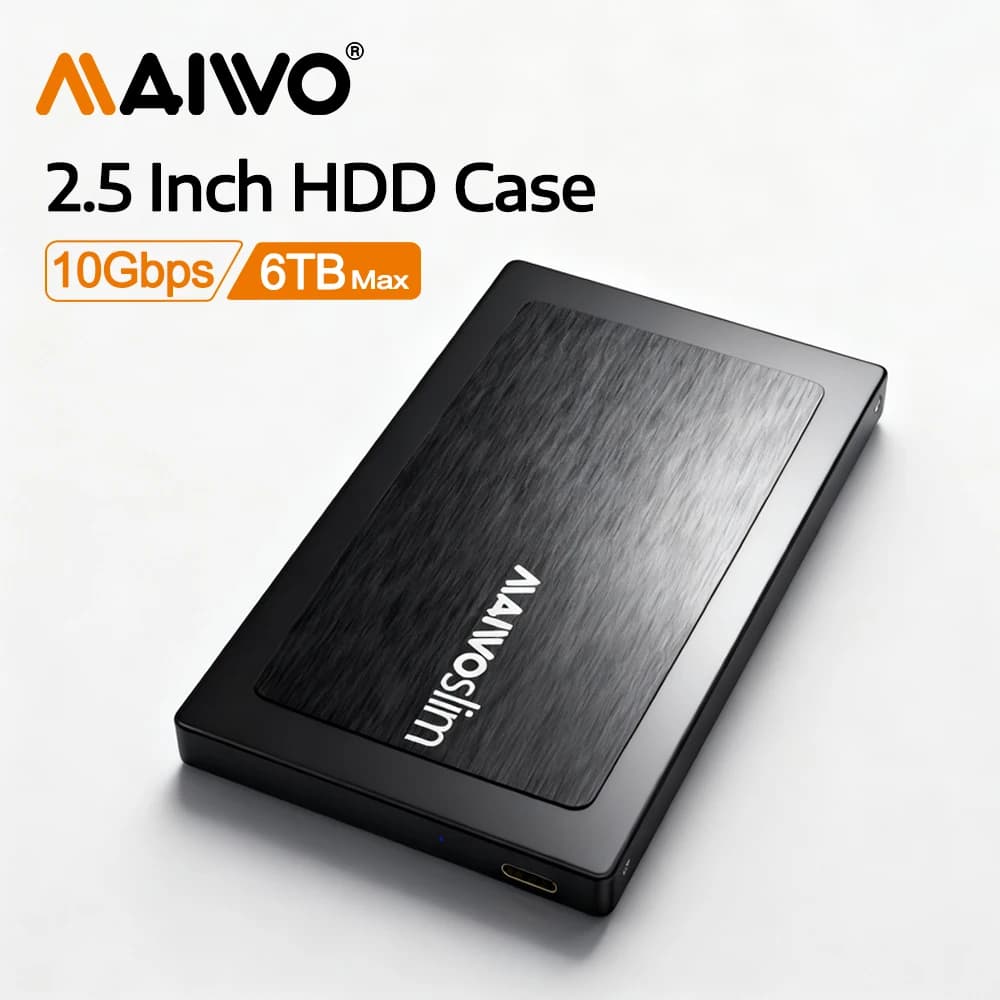 MAIWO Custodia per HDD/SSD SATA da 2,5 pollici Porta Type-c Scatola per disco rigido esterno in alluminio da 10 Gbps per supporto per custodia HDD per disco SSD UASP