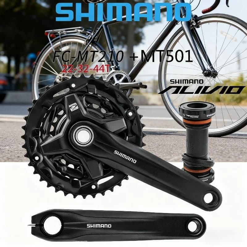 Shimano Alivio MT210 2 Pezzi 44-32-22T 40-30-22T 3x9 2x9 Velocità BB-MT501 Movimento Centrale Bici Bicicletta Guarnitura Ruota a catena