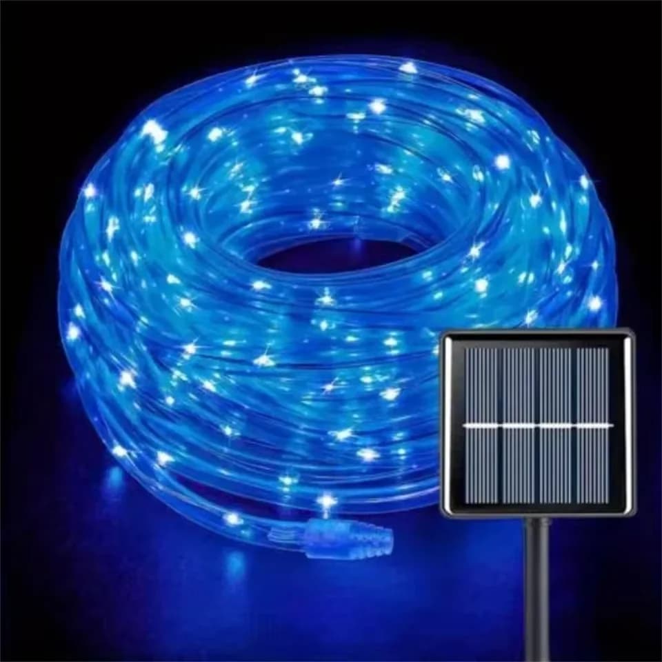 Solar Rope Lights Outdoor Blue LED PVC Tube Fairy String Light Garden Wedding and Birthday Outdoor Holiday Home Decoration