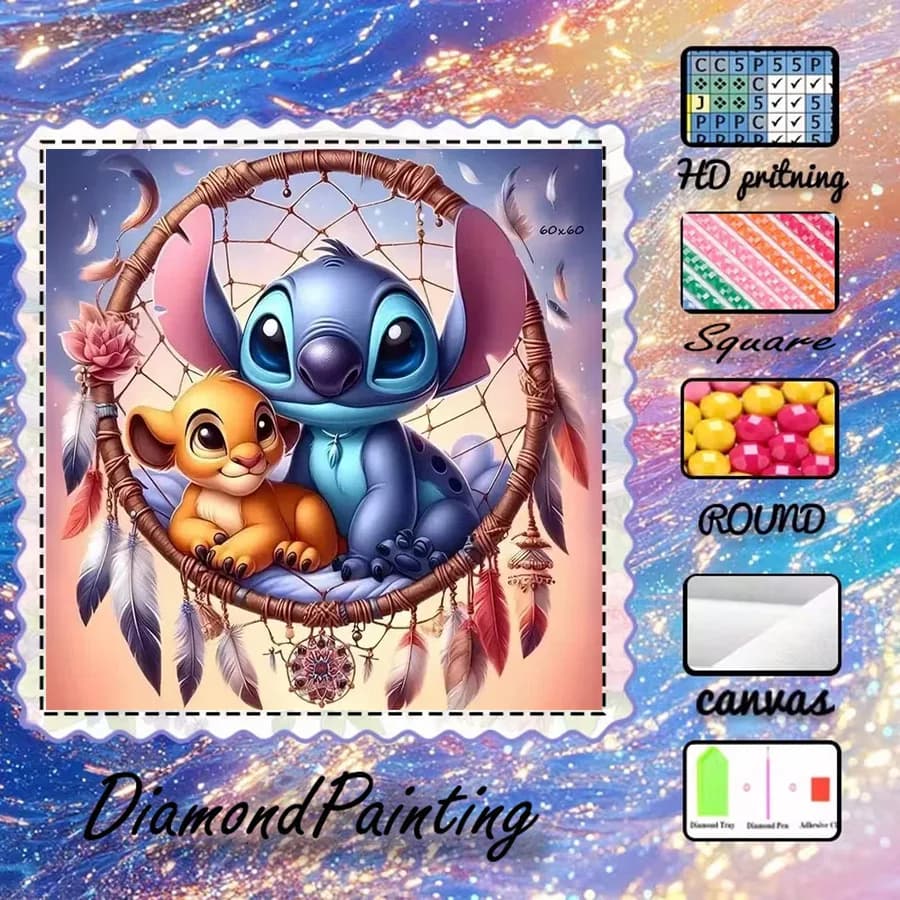 1 piece - Potdemiel-5D-DIY - Flocking cloth - Special drill - Diamond painting set - Dream catcher - Diamond art